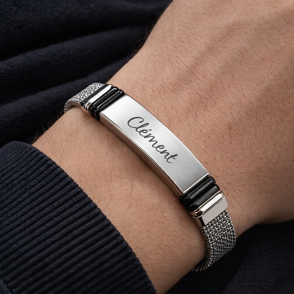 Bracelet gravé personnalisé – acier inoxydable