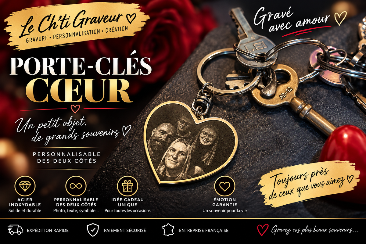 Porte clés coeur personnalisé