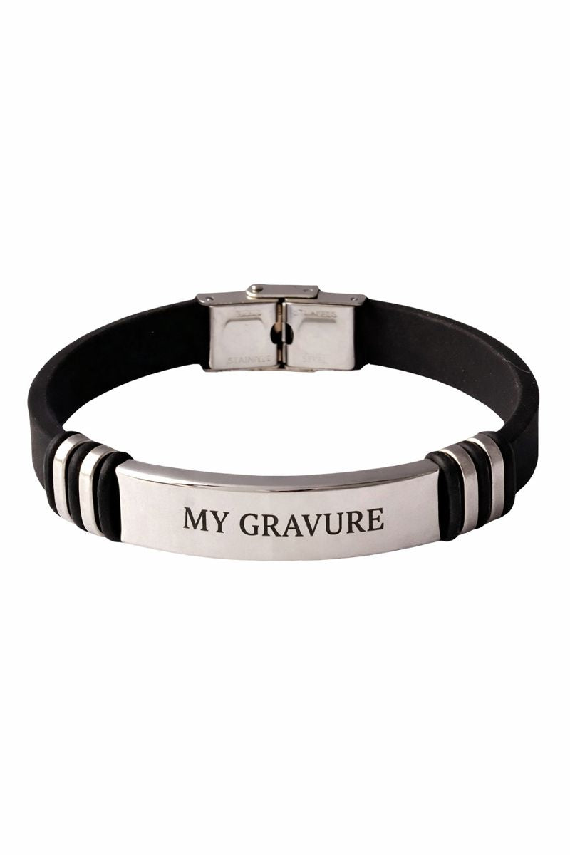 Bracelet homme personnalisé-Gravure sur plaque acier