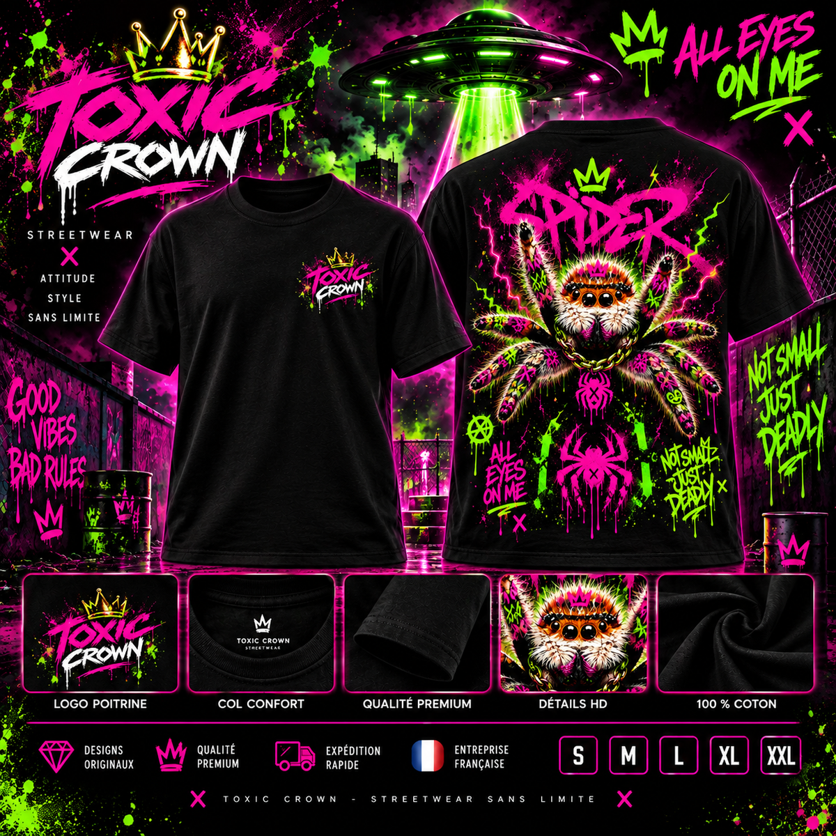🕷️ T-shirt Toxic crown « NEON SPIDER »